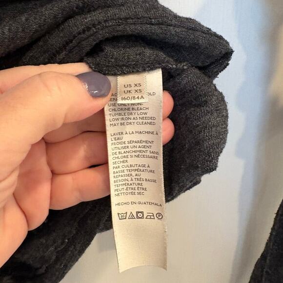 We The Free Size XS Extra Small Ruched Sleeve Dark Gray Top - Picture 5 of 5